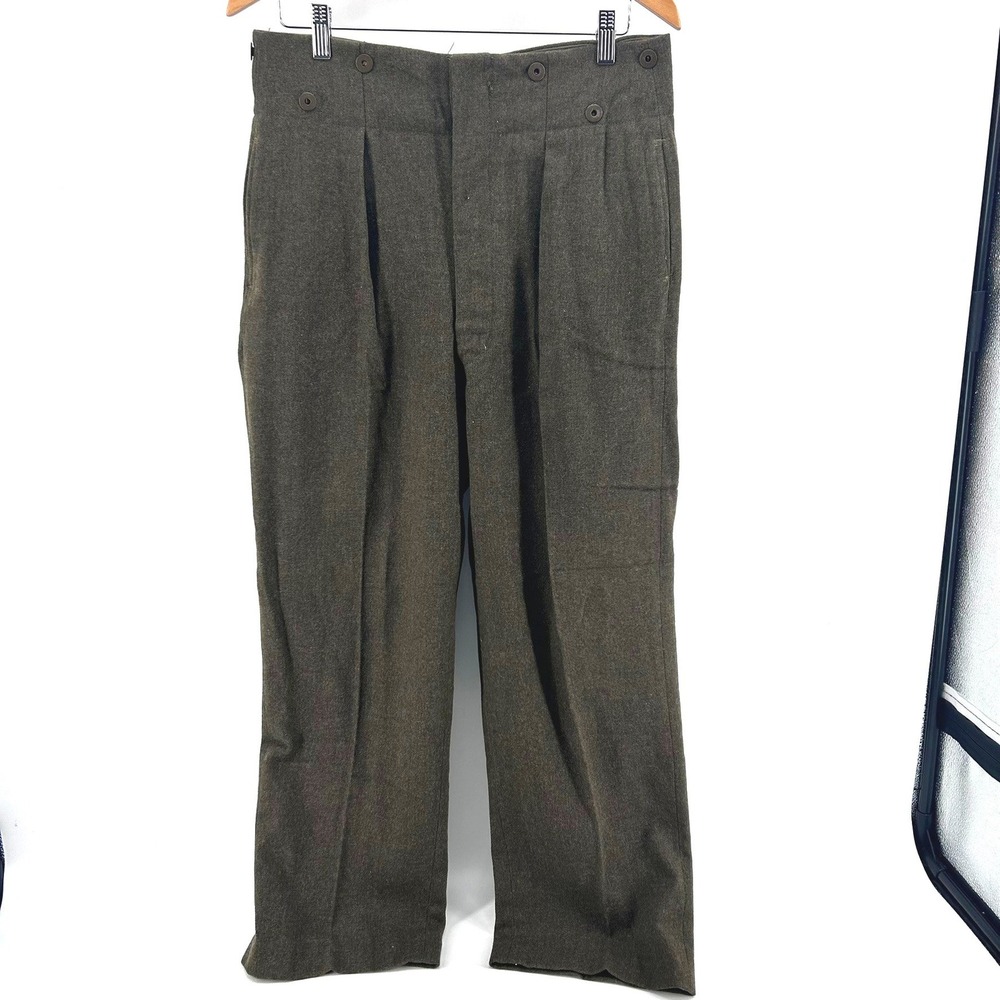 VTG 1955 Royal Canadian Army Cadet Battledress Wool Trousers 32x29 Olive Drab - Picture 5 of 6
